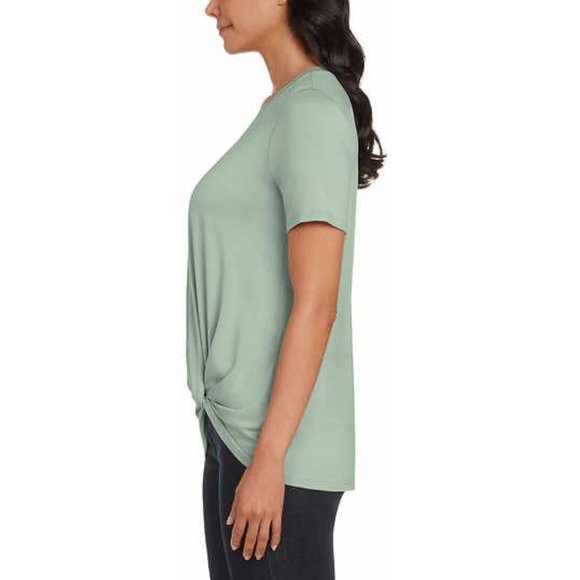 NWT Matty M Women V-Neck Twist Knot Tee Light Olive Fashion Tee Sz L $45 2HL184 - Picture 3 of 3